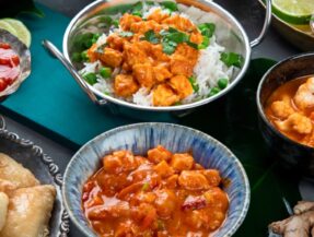 Traditional Indian cuisine. Indian recipes food various. Top view, copy space